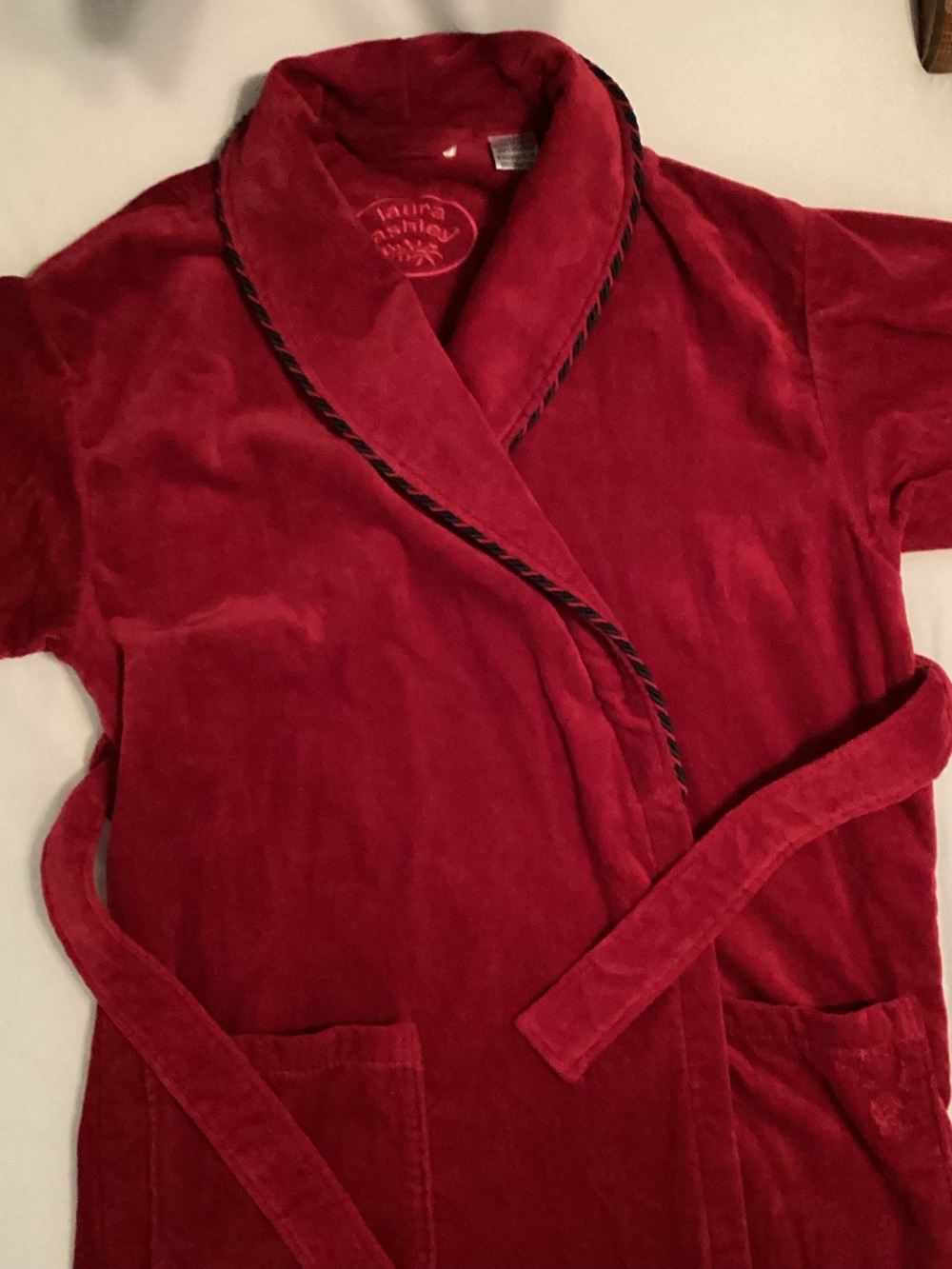 Lauren Ashley Red 100% Cotton Ladies Wrap Lounge Robe Size OS
